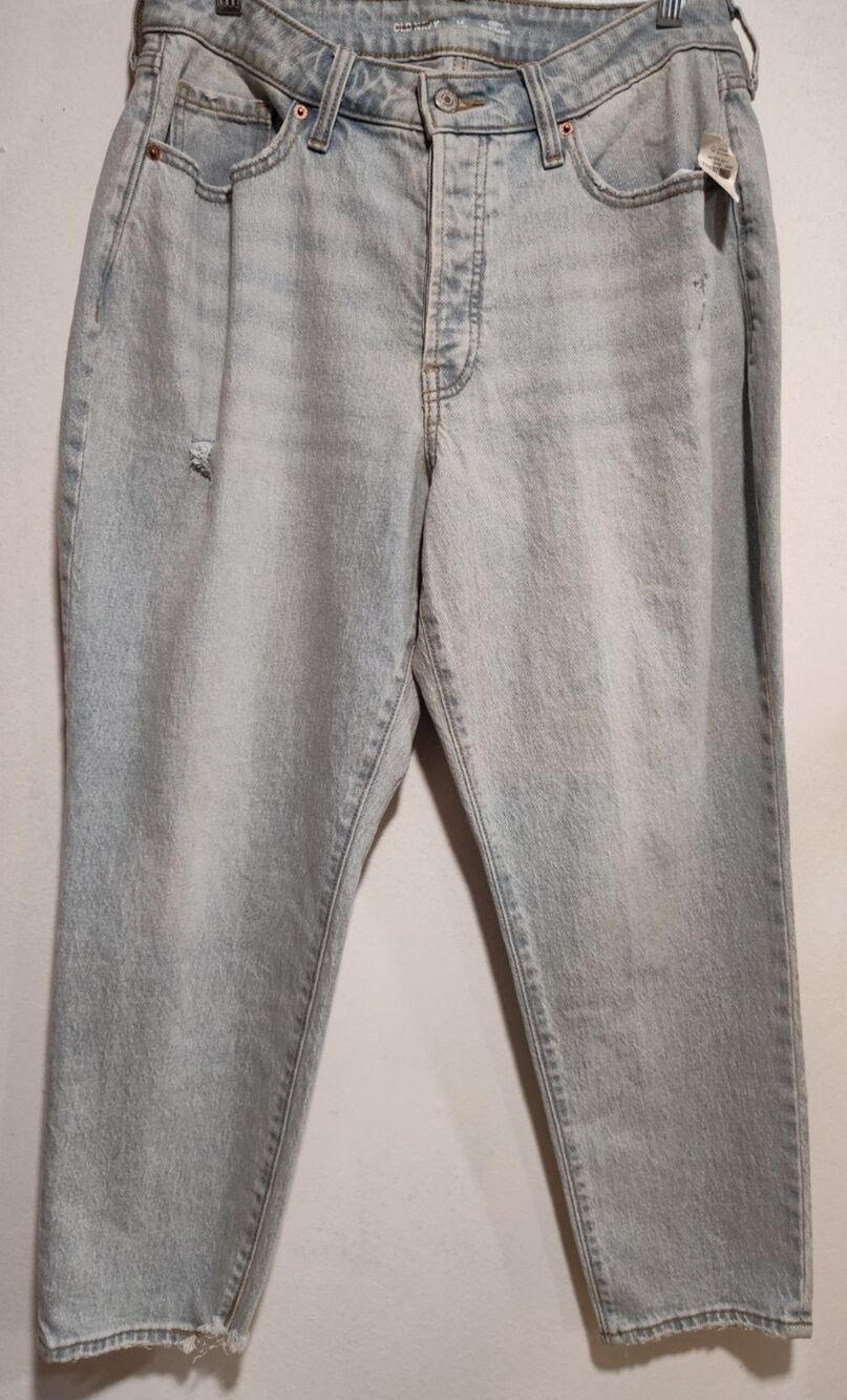 Old Navy Women Light Blue Jean Size 14 Petite Denim High Rise Curvy O.G Straight